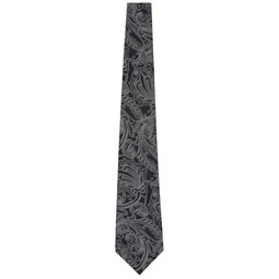 Black   White Silk Paisley Pattern Tie 241058M158008