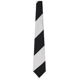 Black   White Silk Regimental Stripe Tie 241058M158013