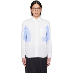 White   Blue Paneled Shirt 241058M192004