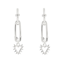 Silver Punk Pin Earrings 241068M144015