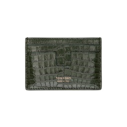 Green Printed Croc Card Holder 241076M163053