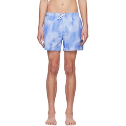 Blue Printed Swim Shorts 241084M208014