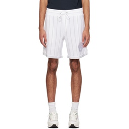 White   Gray Stripe Shorts 241085M193060