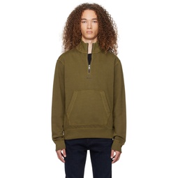 Khaki Half Zip Sweater 241085M202018