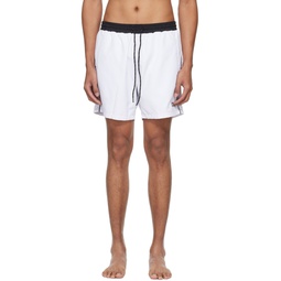 White Contrast Swim Shorts 241085M208002
