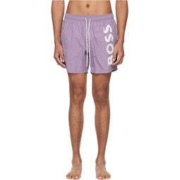 Purple Large Print Swim Shorts 241085M208008