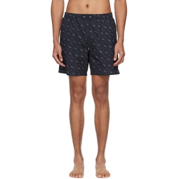 Indigo Printed Swim Shorts 241085M208011