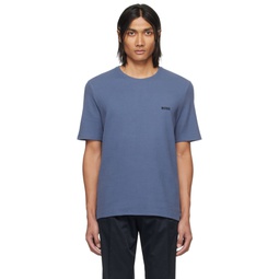 Blue Waffle Knit T Shirt 241085M213015