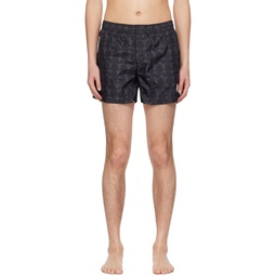 Black Printed Swim Shorts 241111M208021