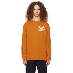 Orange Printed Long Sleeve T Shirt 241111M213046