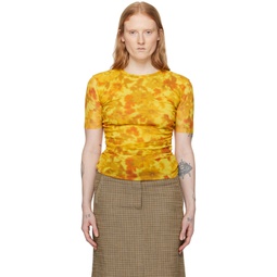 Yellow Ruched T Shirt 241129F110073