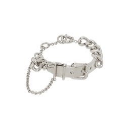 Silver Buckle Chain Bracelet 241129M142007