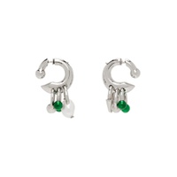 Silver   Green Multi Charm Earrings 241129M144003