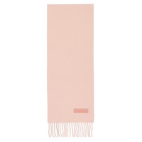 Pink Fringe Wool Scarf 241129M150051