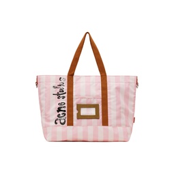 Pink   Off White Striped Tote 241129M172000