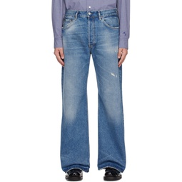 Blue Distressed Jeans 241129M186018