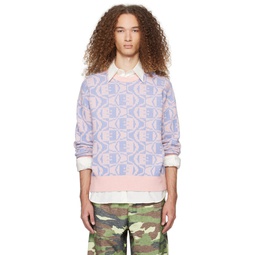 Pink   Blue Jacquard Sweater 241129M201006