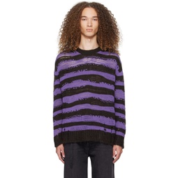 Brown   Purple Distressed Sweater 241129M201012