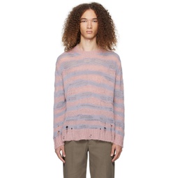 Pink   Purple Distressed Stripe Sweater 241129M201013