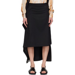 Black Refined Woven Maxi Skirt 241138F093002