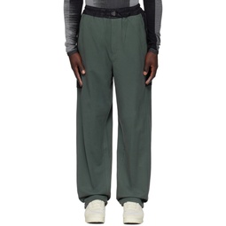 Green   Black Paneled Trousers 241138M191003