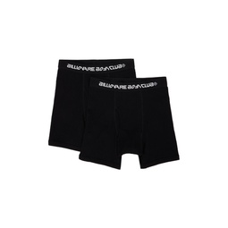 Two Pack Black Rib Knit Boxers 241143M216000