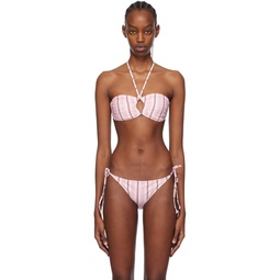 White   Pink Striped Bikini Top 241144F105003