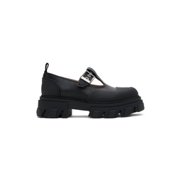 Black Cleated Mary Jane Loafers 241144F121005