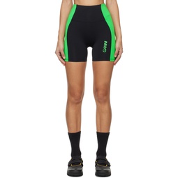 Black   Green Printed Sport Shorts 241144F541001