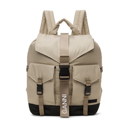 Taupe Tech Backpack 241144M166001