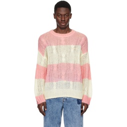 Pink   White Striped Sweater 241144M201013