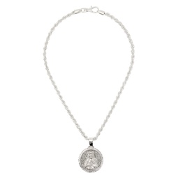 Silver Medallion Chain Necklace 241153M145026
