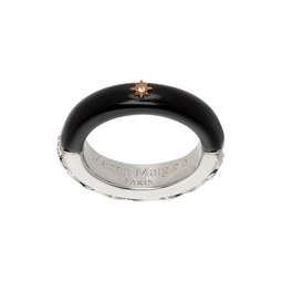 Silver   Black Enamel Ring 241168F024006