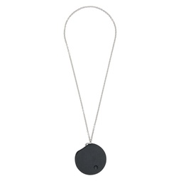 Silver   Black Circle Pouch Necklace 241168M145005