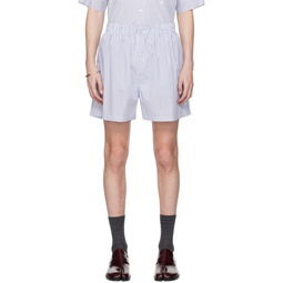 Blue   White Striped Shorts 241168M193001