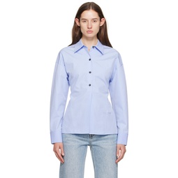 Blue Paneled Shirt 241187F109001