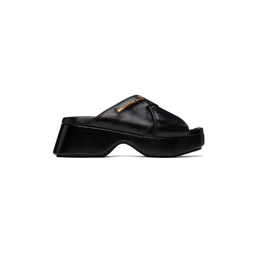 Black Float Criss Cross Platform Sandals 241187F125015
