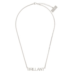 Silver Brass Minimal Logo Necklace 241188F023006