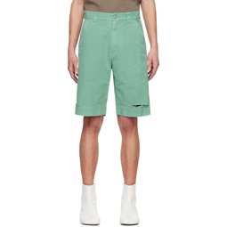 Green Distressed Shorts 241188M193002