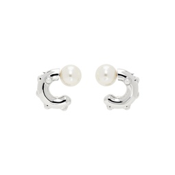 Silver Pearl Dot Hoop Earrings 241190F022008