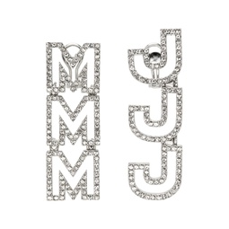 Silver MJ Logo Crystal Earrings 241190F022011