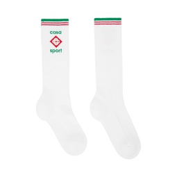 White Casa Sport Logo Socks 241195F076000