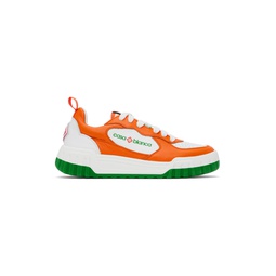 White   Orange Court Sneakers 241195F128004