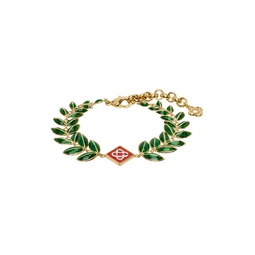Gold   Green Laurel Leaf Bracelet 241195M142002