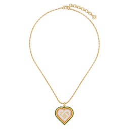Gold Heart Monogram Medallion Necklace 241195M145005