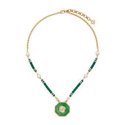 Gold   Green Crystal Tennis Ball Necklace 241195M145008