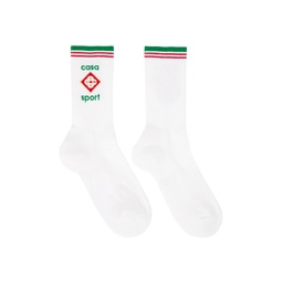 White Ribbed Socks 241195M220017