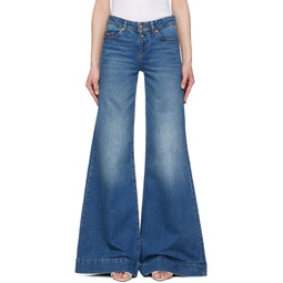 Indigo Flared Jeans 241202F069006