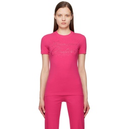 Pink Crystal Cut T Shirt 241202F110025