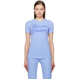 Blue Crystal Cut T Shirt 241202F110026